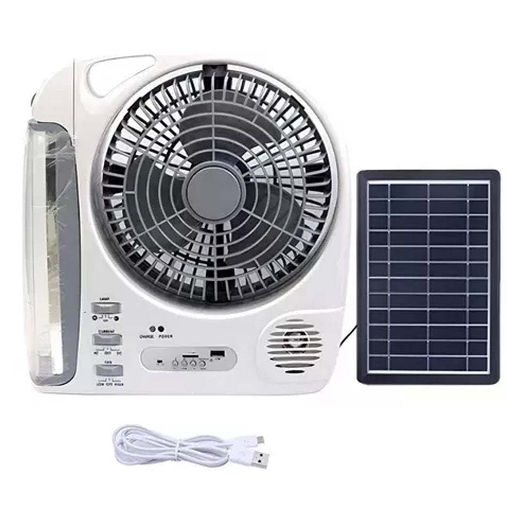 VENTILADOR CON PANEL SOLAR 6 EN 1 RECARGABLE